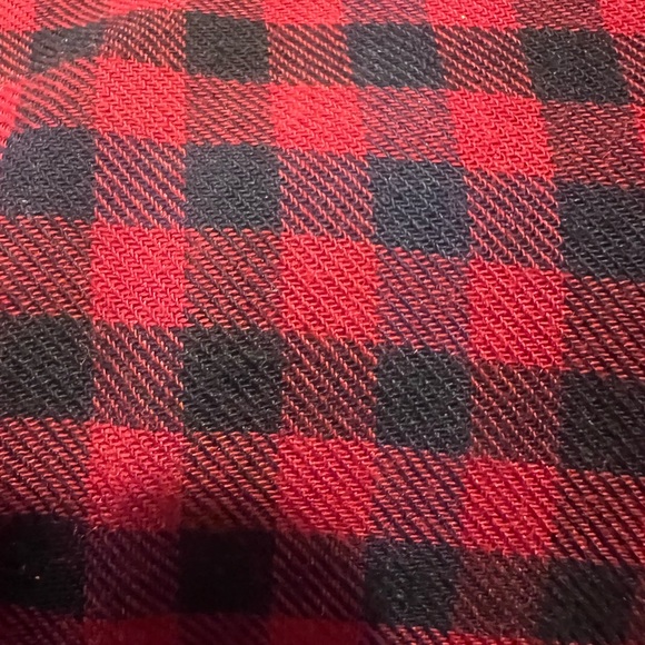 Zara Buffalo plaid red/black checkered baby doll tiered long sleeve mini dress L - Picture 3 of 6